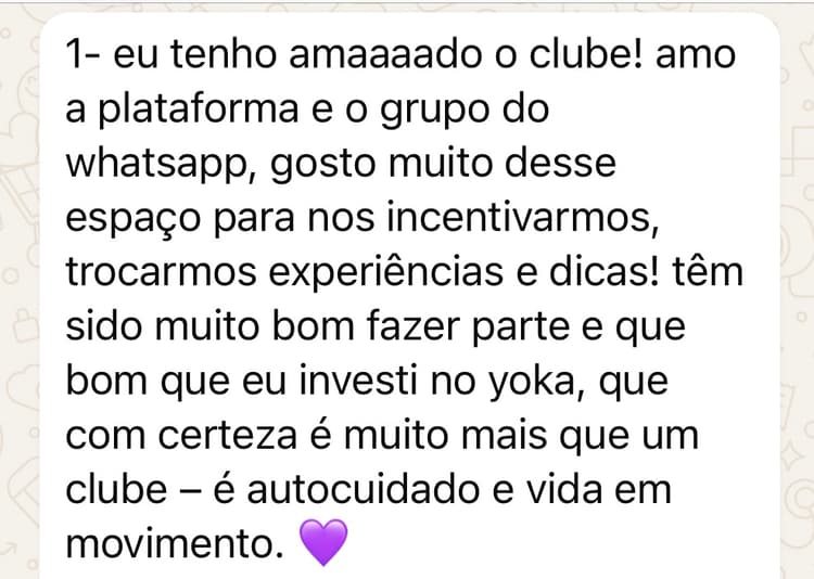 WhatsApp testimonial from evelyn nascimento