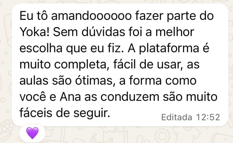 WhatsApp testimonial from fernanda costa