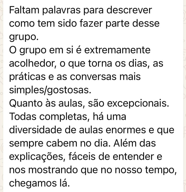 WhatsApp testimonial from jessica nascimento